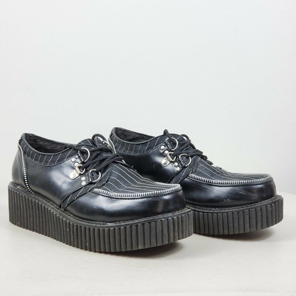 Demonia Shoes - Demonia Creeper Shoes 2" Platform Pinstriped Zip